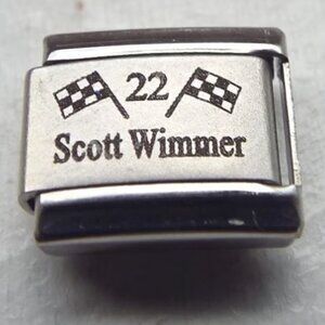 Scott Wimmer 22 Nascar flags laser 9mm stainless steel italian charm link new